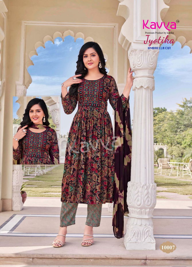 Jyotika Vol 10 By Kavya Capsule Foil Printed Kurti With Bottom Dupatta Wholesale Online